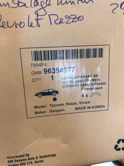 Original Chevrolet Rezzo Bremsbeläge Satz hinten NEU