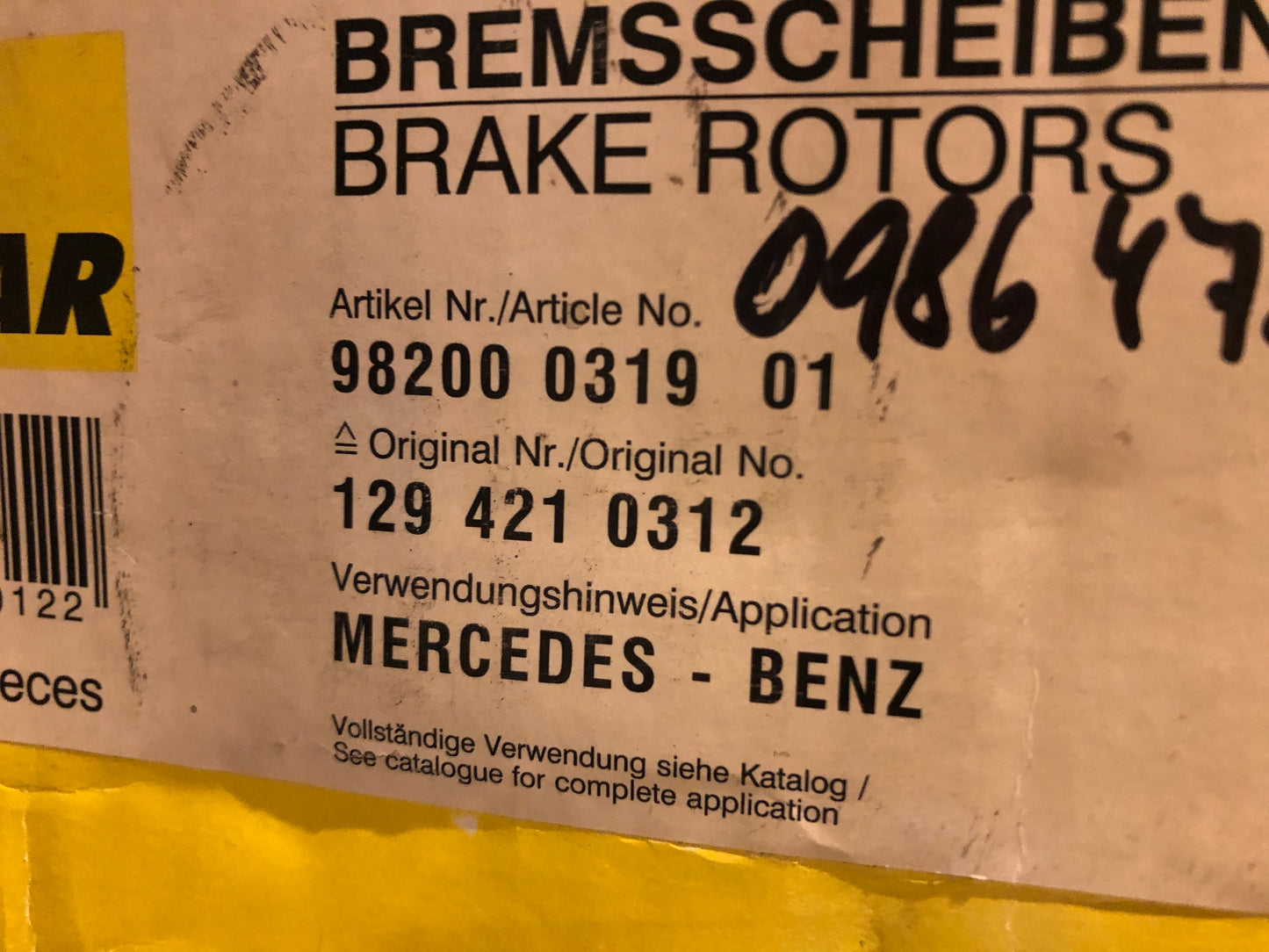 Original Textar Bremsscheiben Mercedes Benz 190 E Klasse W124 Neu