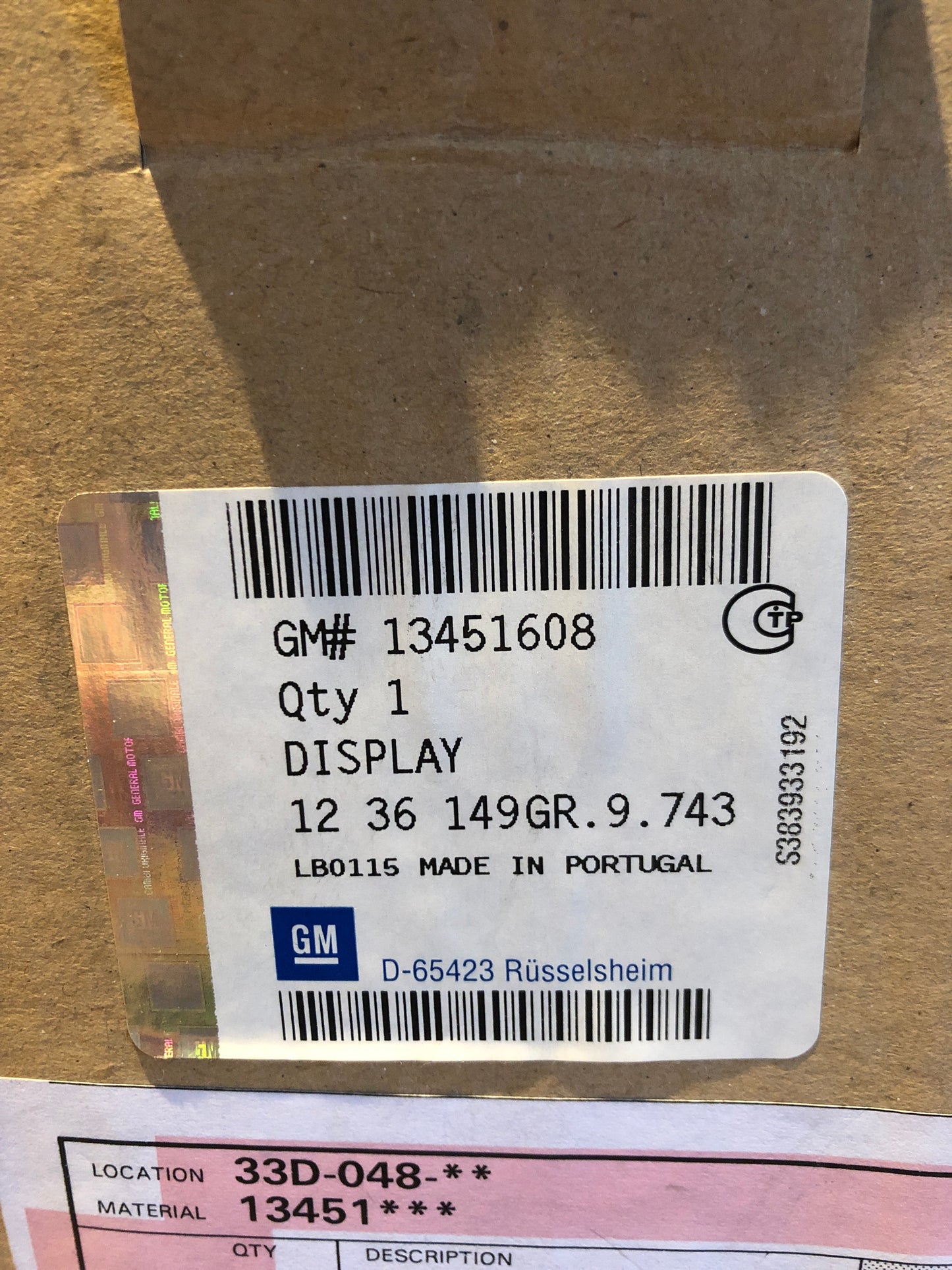 Original Zafira B Van 1.7 CDTI Display