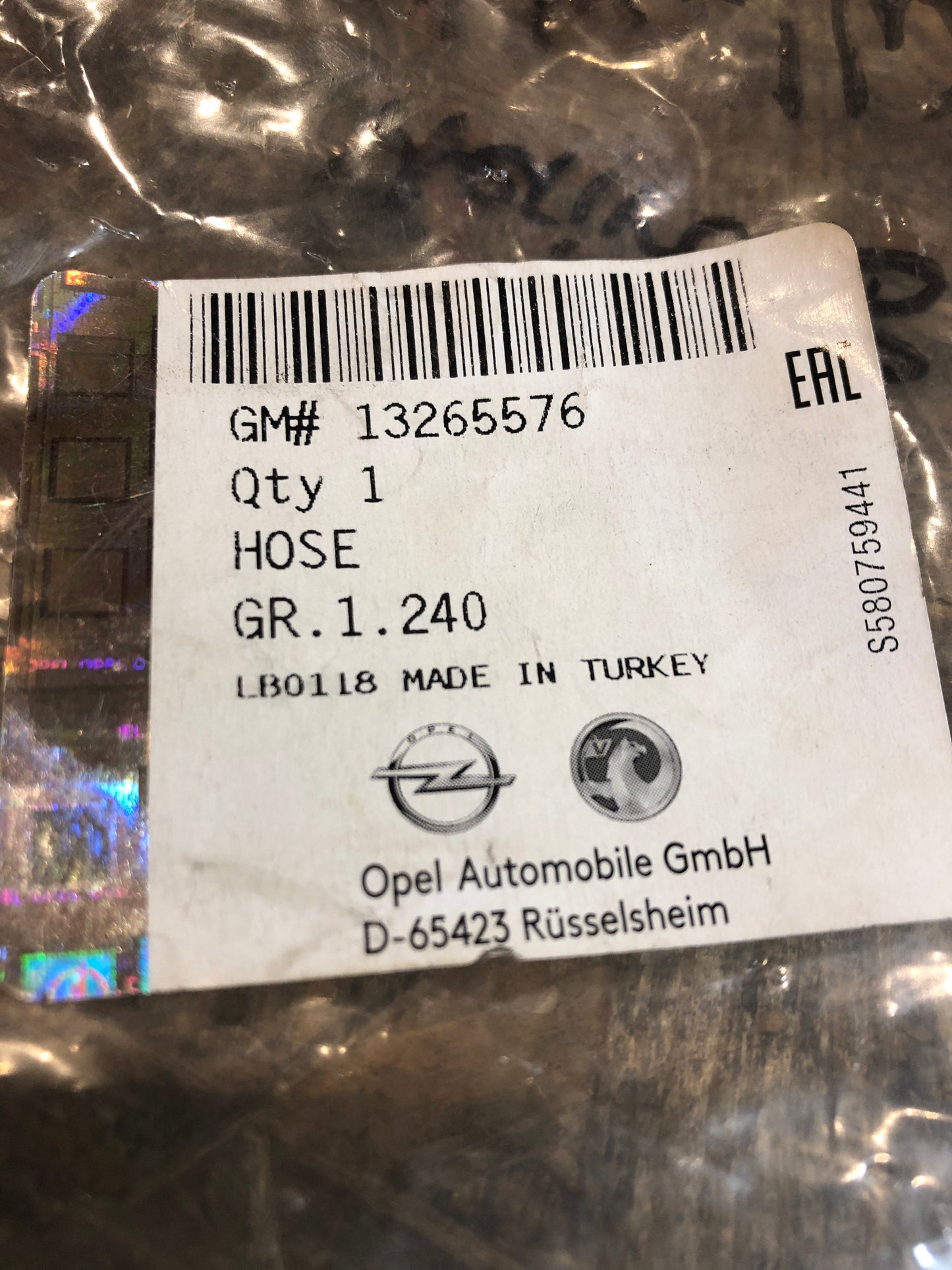 Original Opel Meriva B Kühler Wasserschlauch Neu