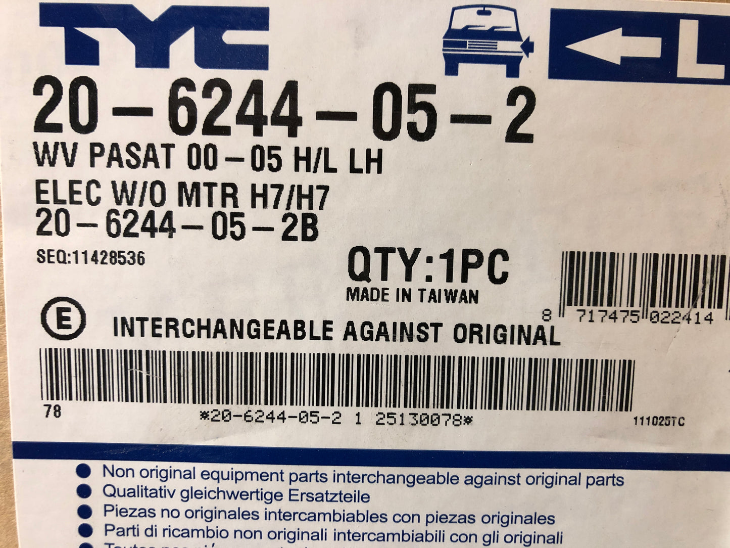 TYC VW Passat Scheinwerfer Links Neu