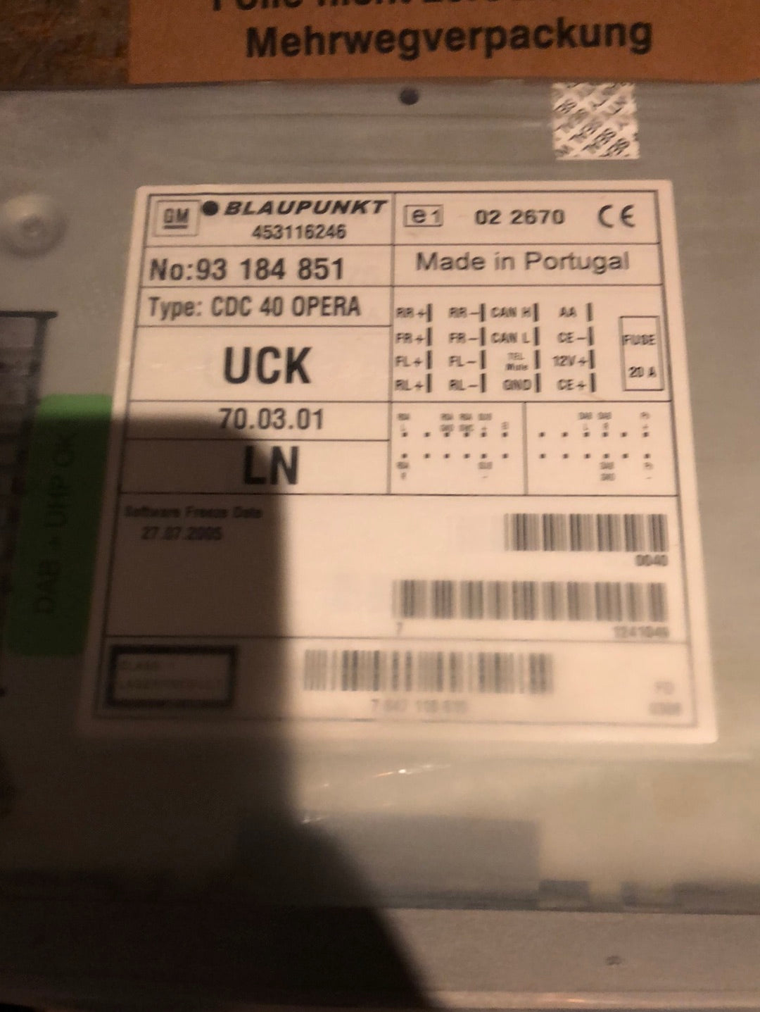 Original GM Opel Corsa C Meriva A Vectra C Signum Autoradio CDC40 Opera Neu