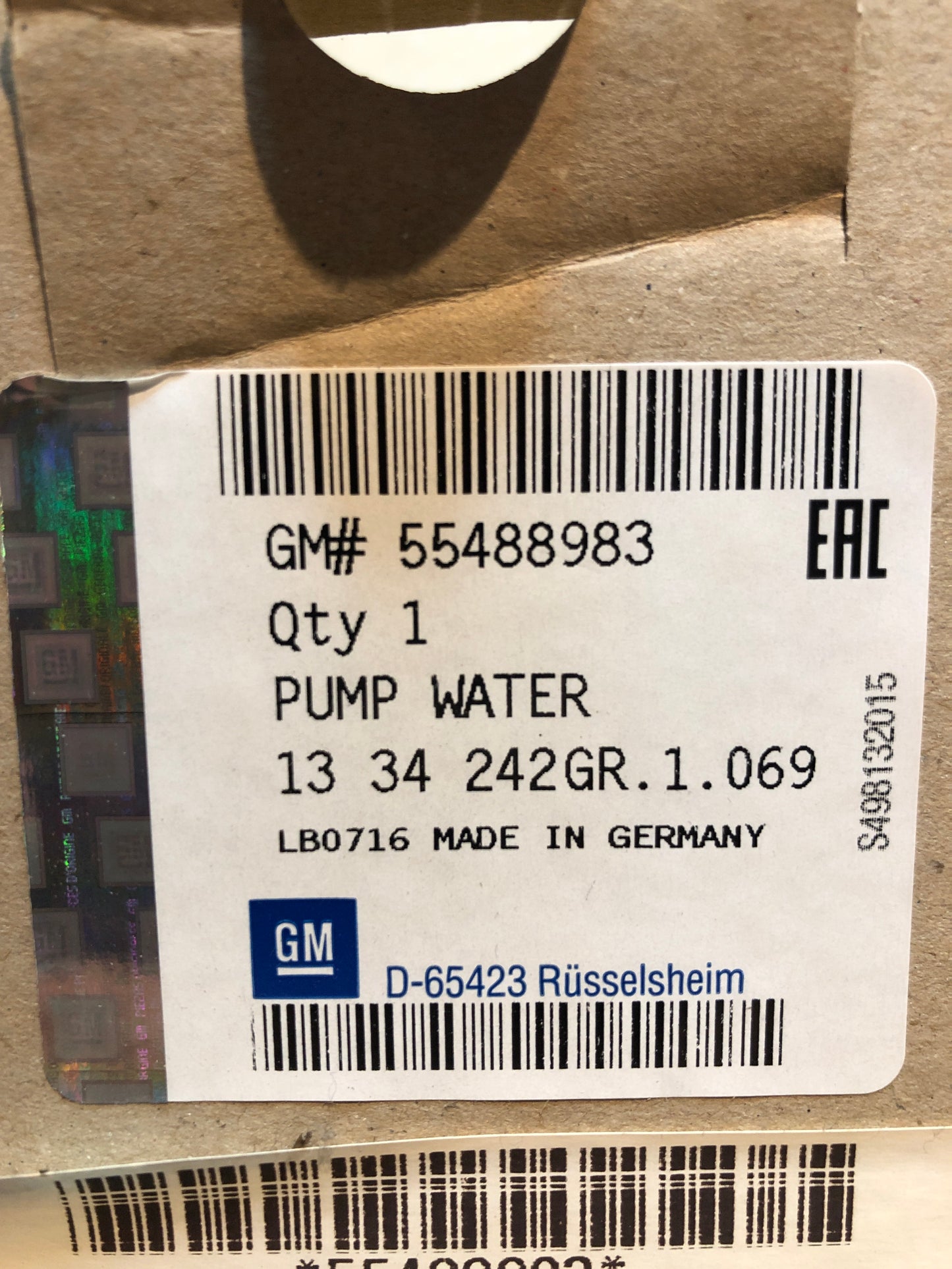 Original GM Opel Astra H/J Vectra C Zafira B/C Cascada Combo Insignia Wasserpumpe+ Dichtung Neu