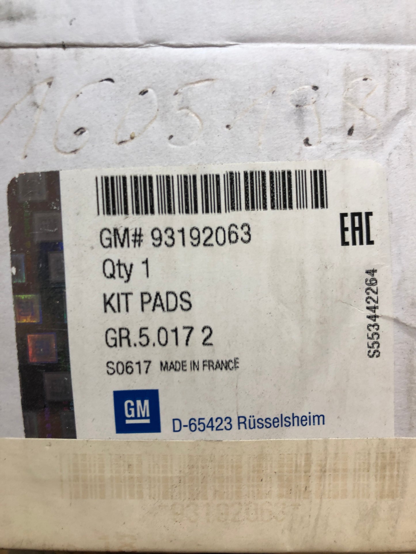Original GM Opel Vivaro A Bremsbeläge vorne Neu