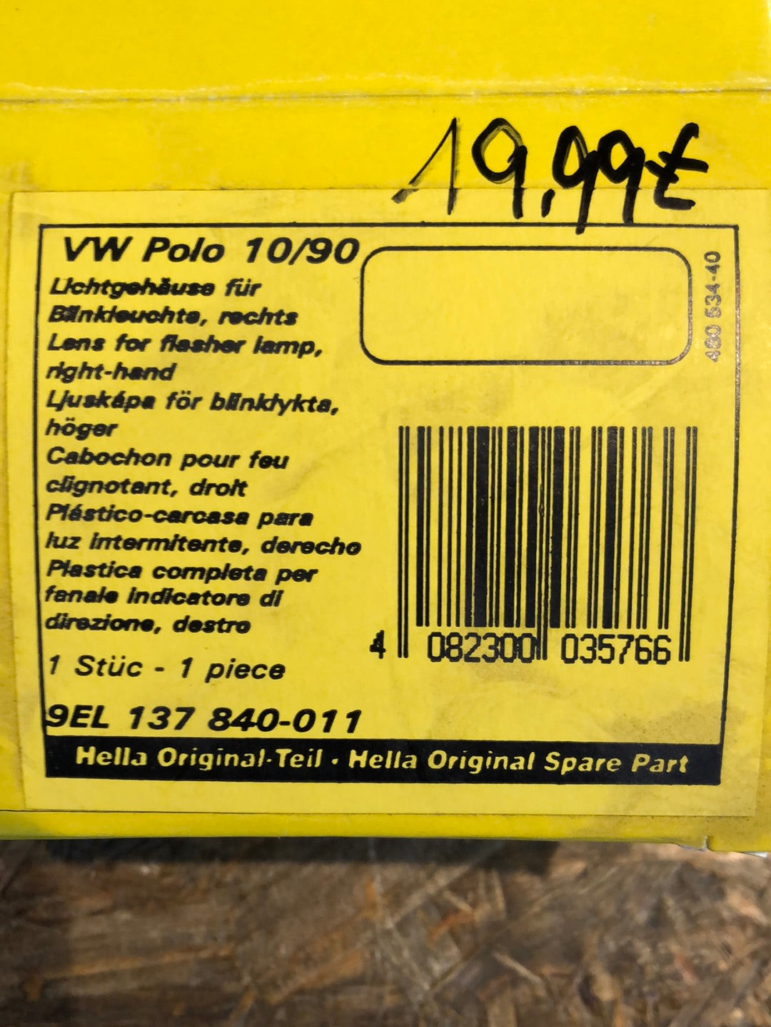 Original Hella VW Polo Lichtgehäuse Blinkleuchte rechts Neu
