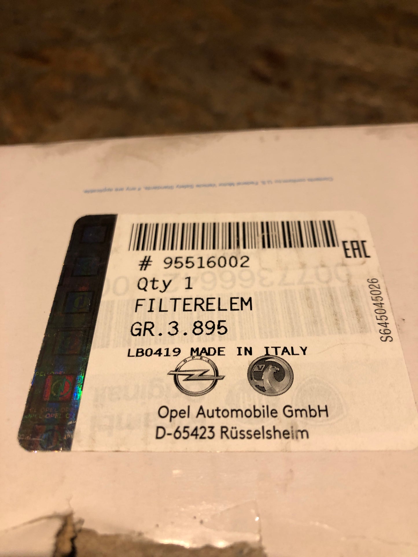 Original Opel Combo D Kraftstofffilter Neu