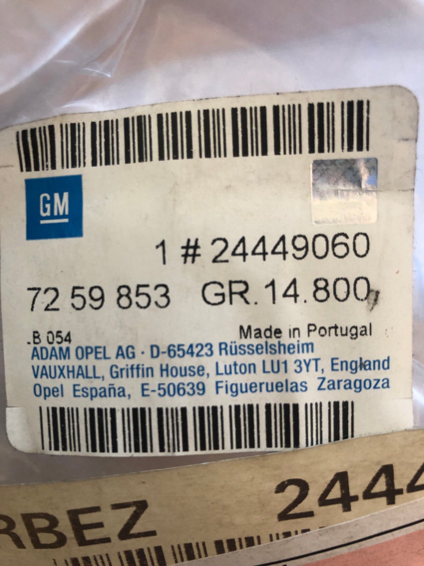 Original GM Opel Astra G Zafira A Stoffbezug links schwarz Neu