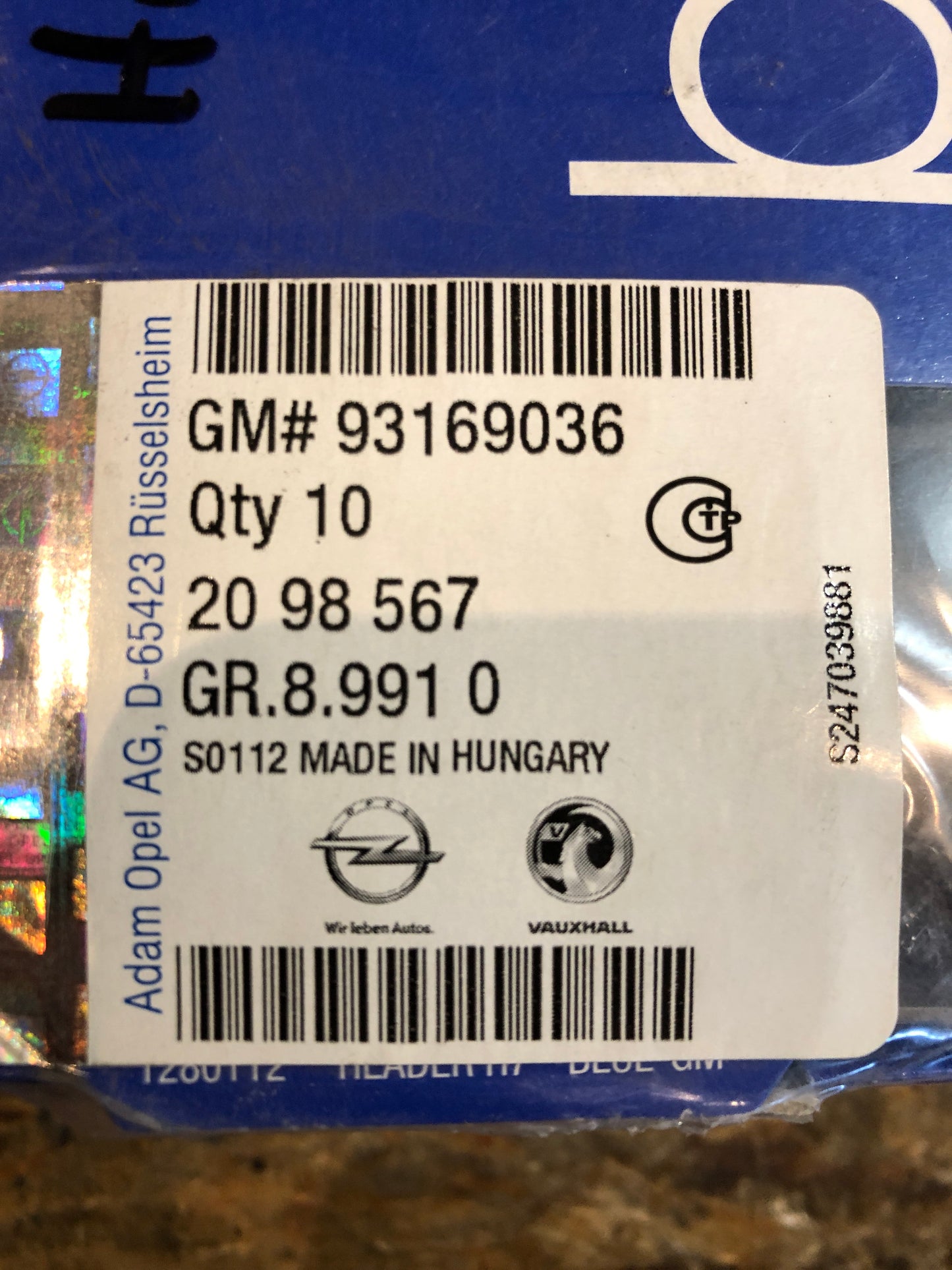 Original GM Opel Blue H7 Birne Scheinwerfer 12V 55W Neu