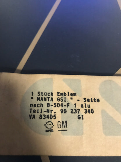 Original Manta GSI Silber Aufkleber für Manta B NEU
