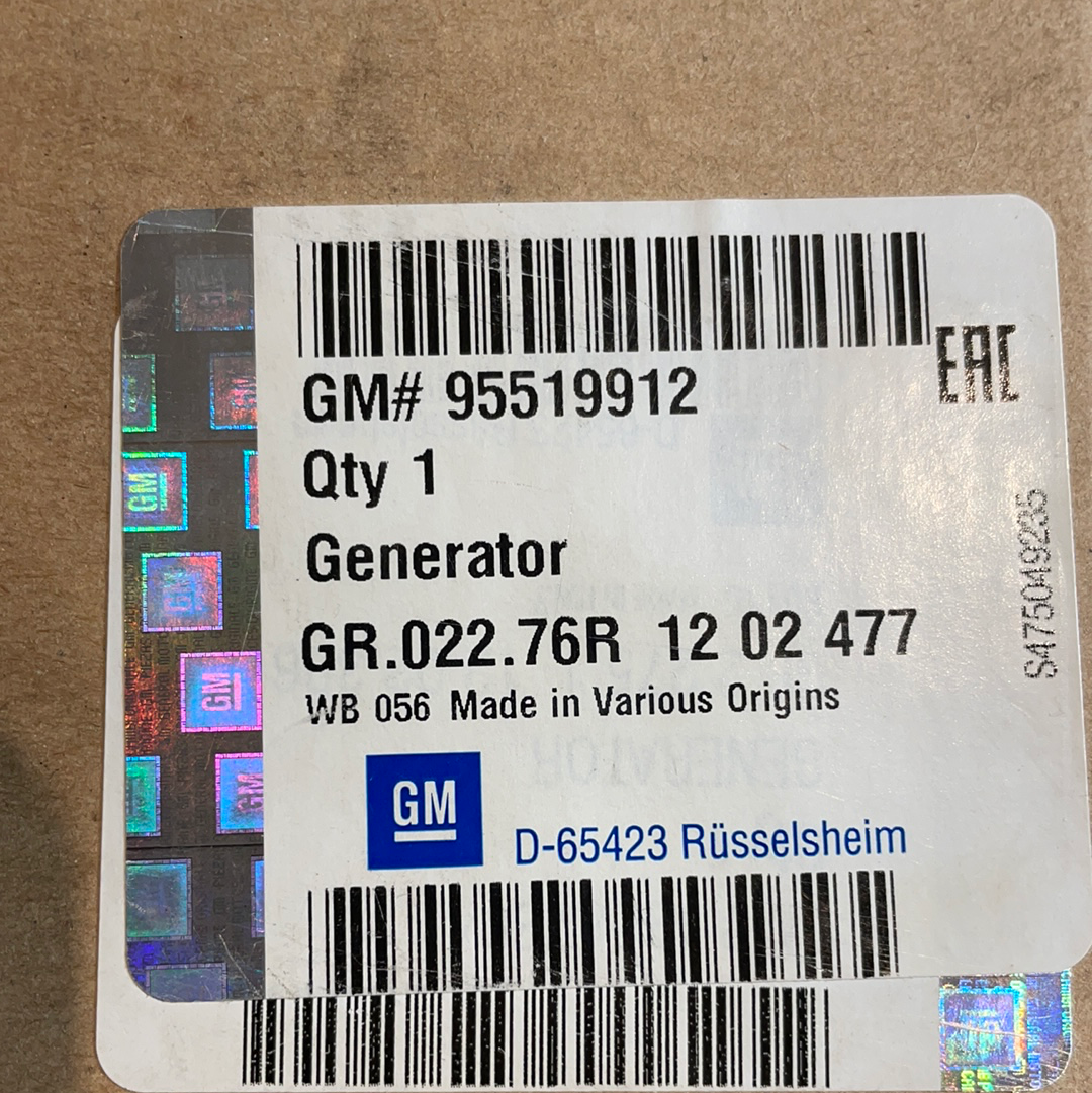 Original GM Opel Astra J/K Insignia A Meriva B Lichtmaschine Neu