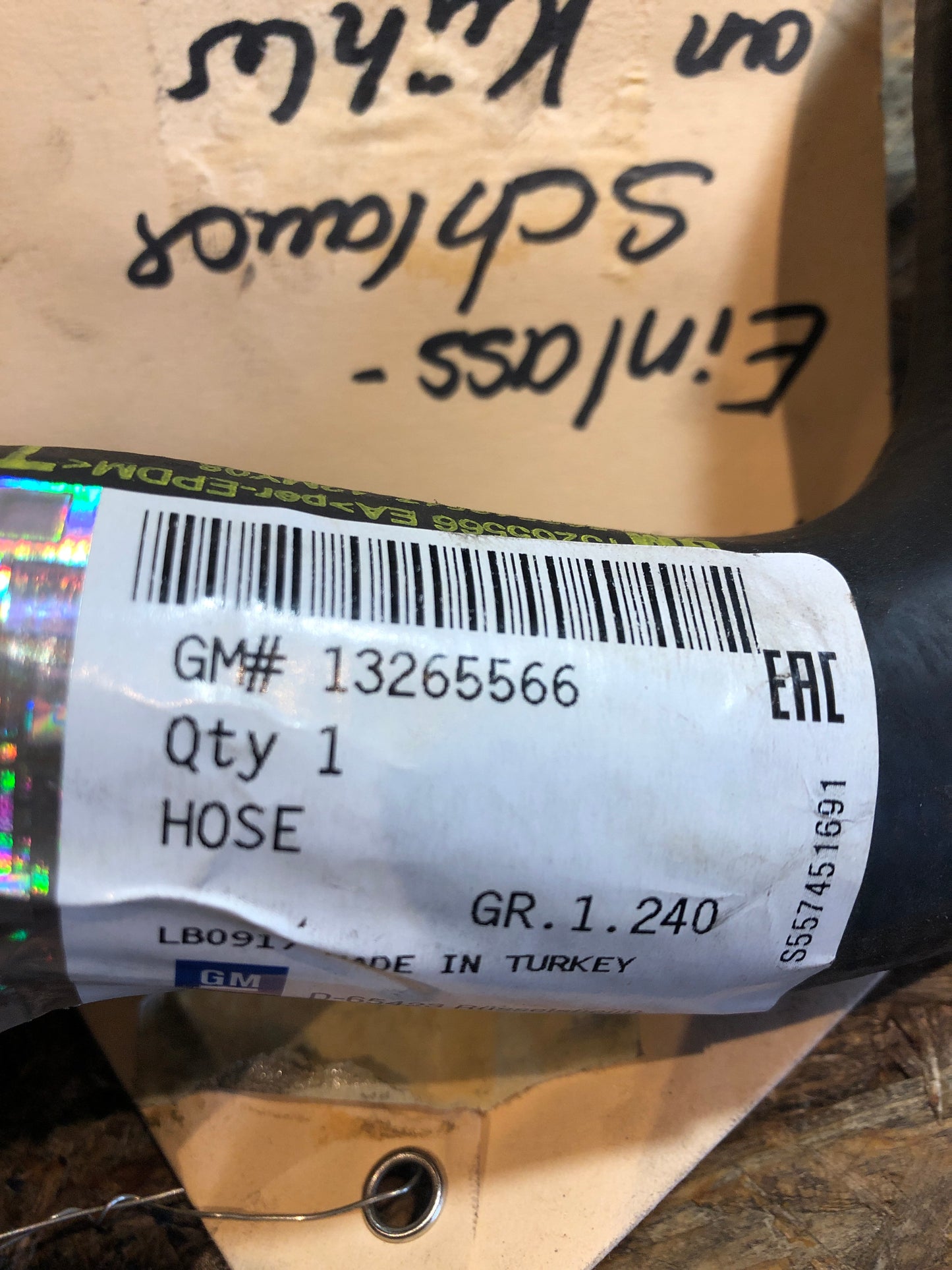 Original Opel Meriva B Einlassschlauch Kühler Neu