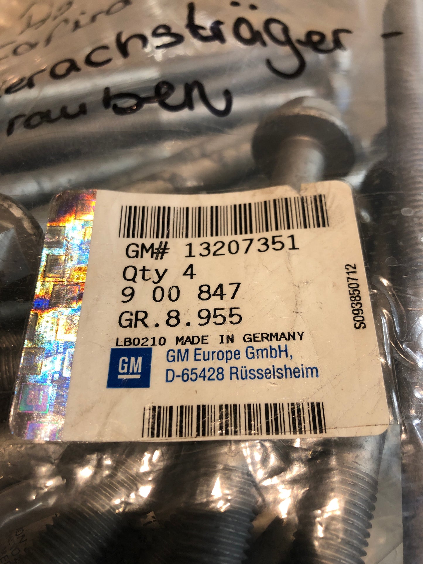 Original GM Opel Astra G Zafira A Schrauben Vorderachsträger Neu