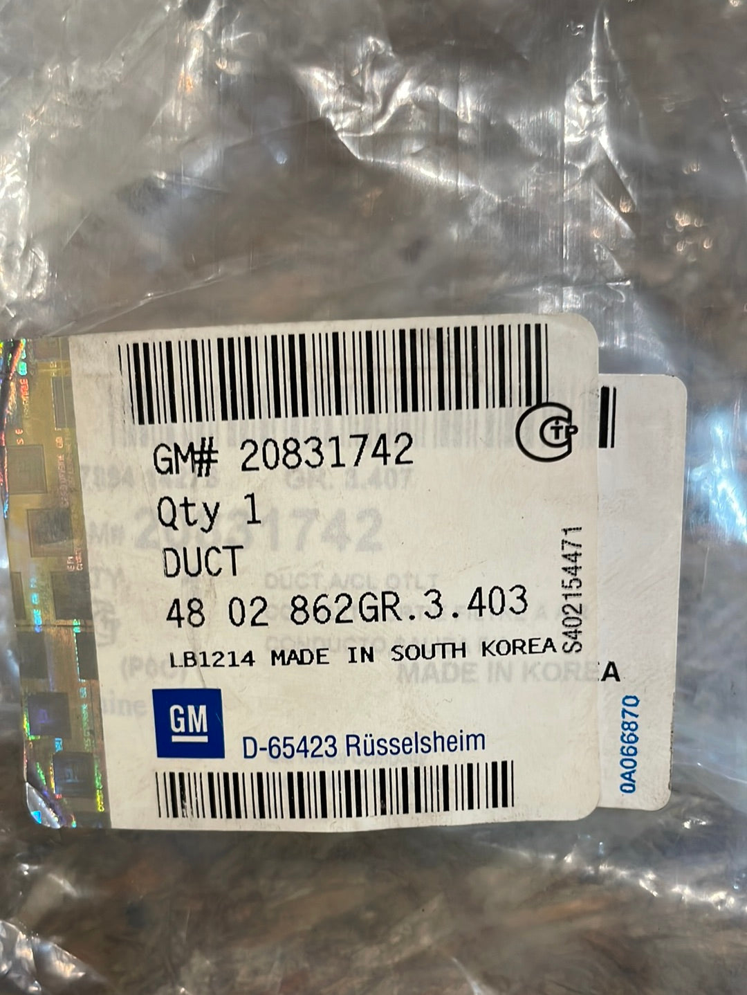 Original GM Chevrolet Captiva (C140) Bj. 11-16 Luftfilterrohr Neu