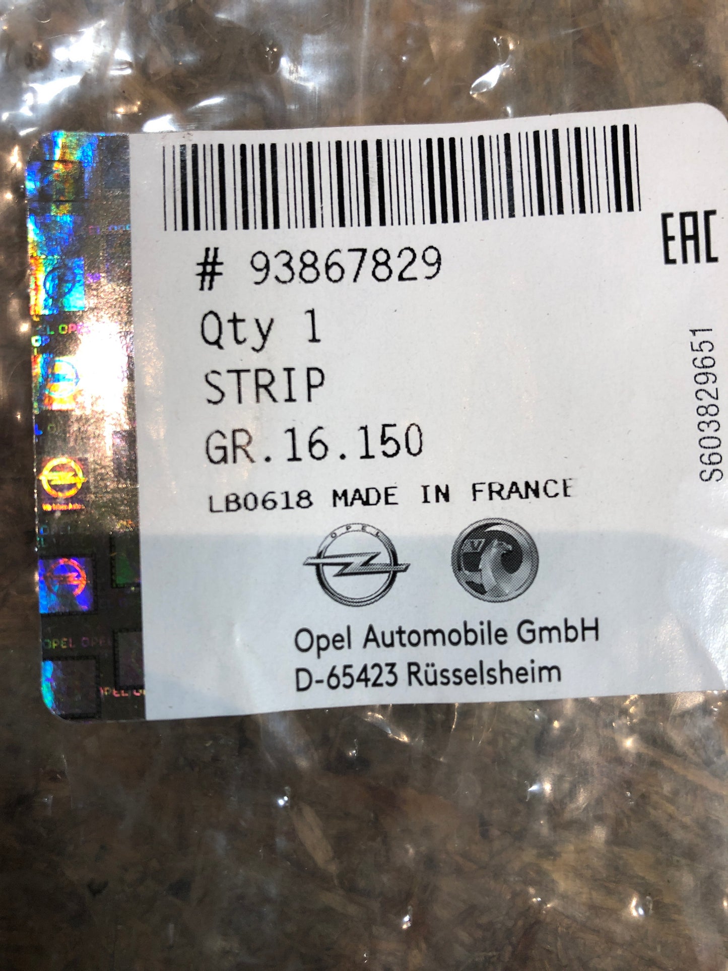 Original GM Opel Vivaro B Dichtung Fenster Vorne Links Neu