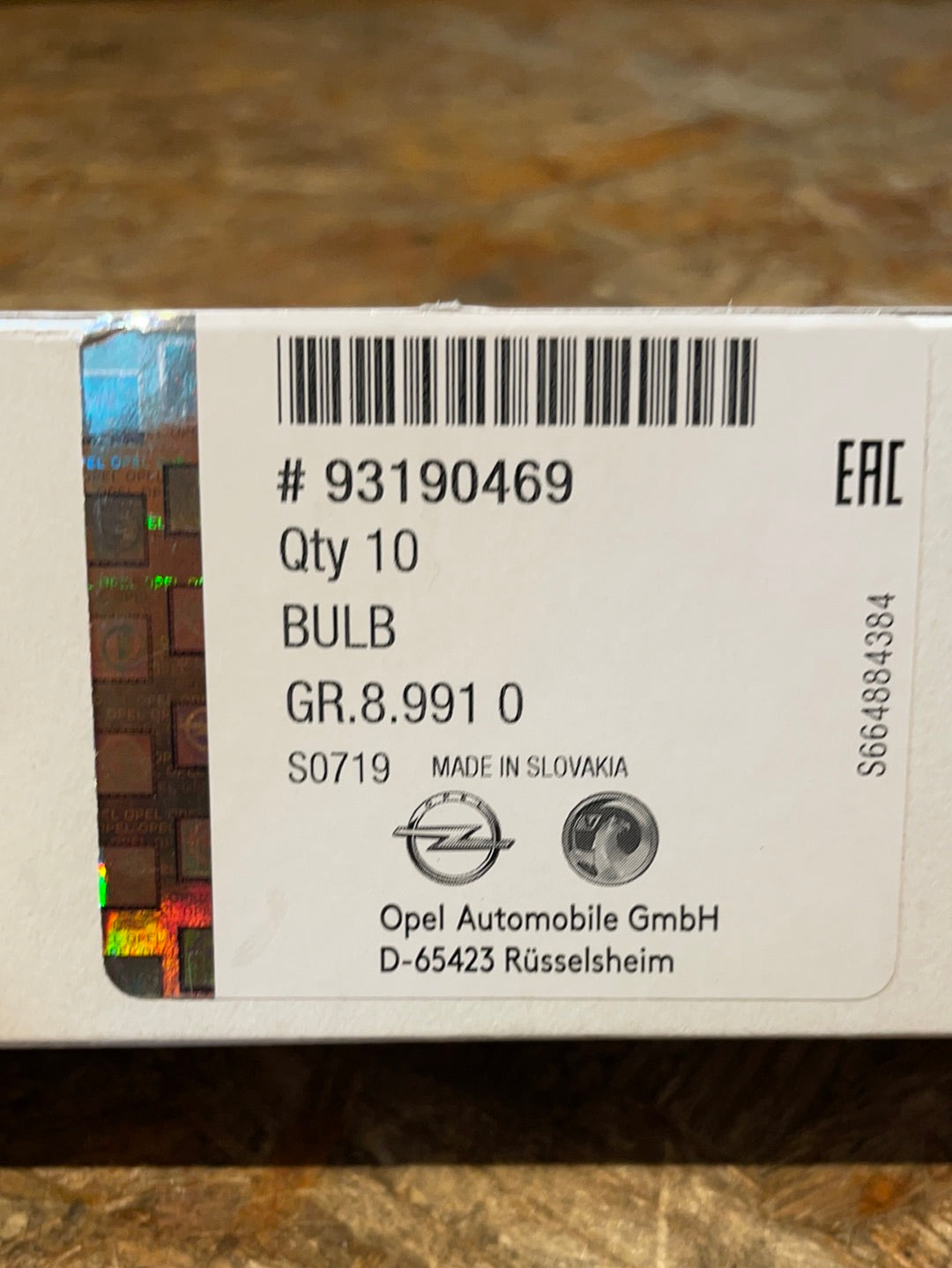 Original GM Opel Glühlampe Kennzeichenleuchte Neu