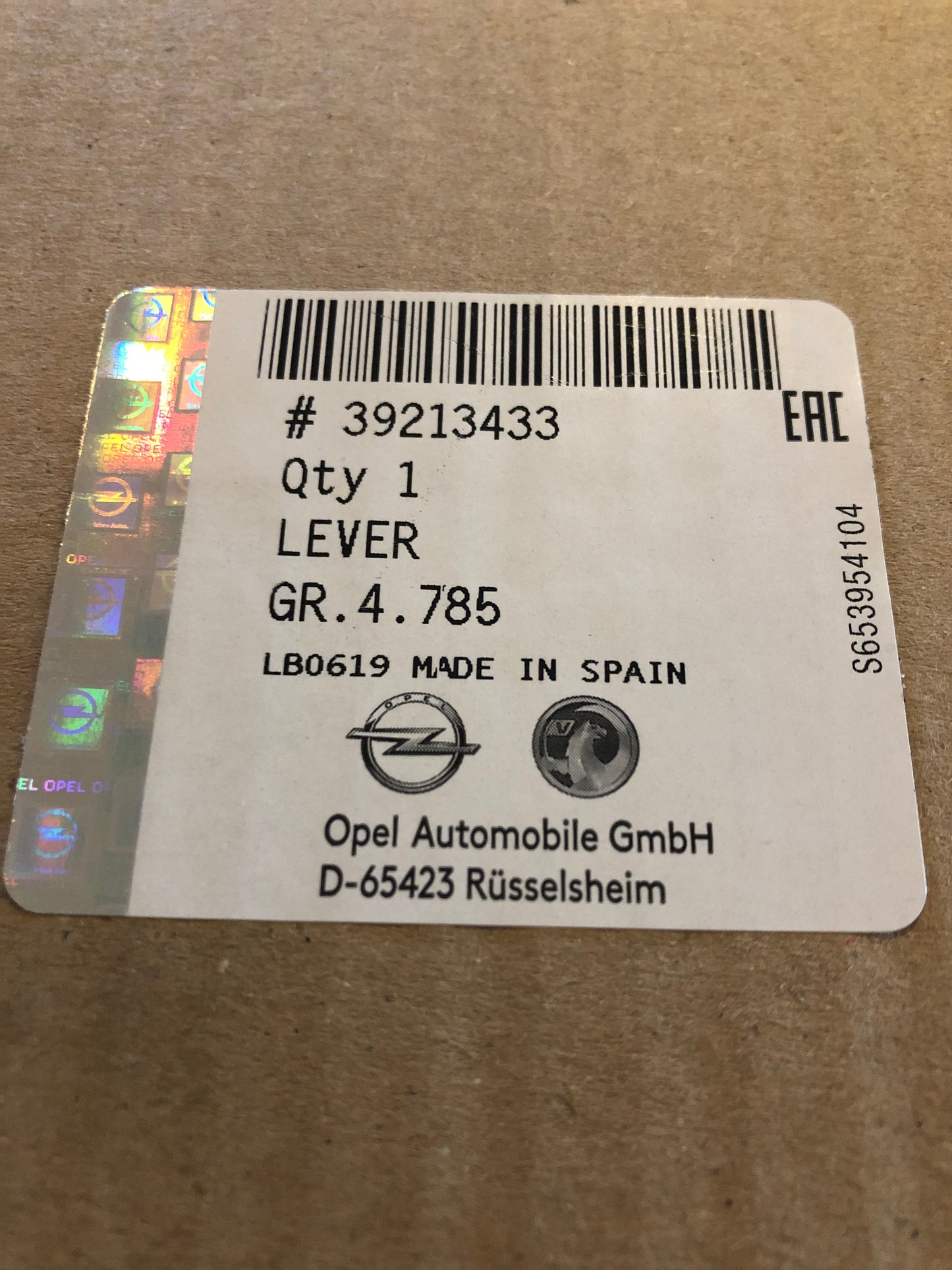 Original Opel Mokka Ceossland Handbremshebel Neu