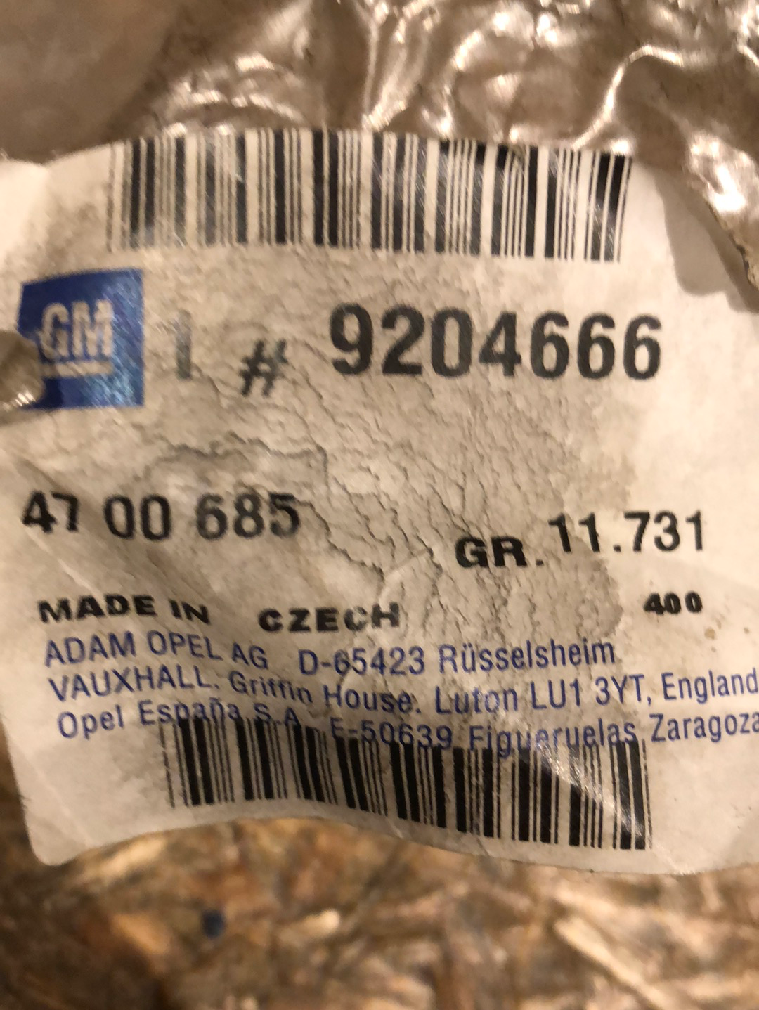 Original GM Opel Agila A Kühlerschlauch Neu