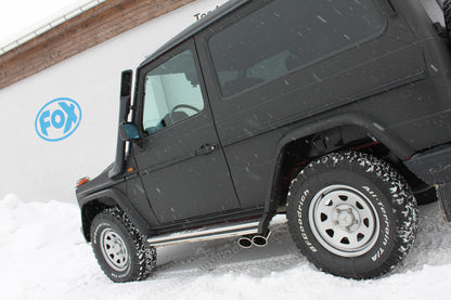 FOX Mercedes G-Klasse - 463 (mit Trittbrett) Endschalldämpfer Ausgang seitlich - 2x115x85 Typ 38 (2x nach links abgeschrägt)