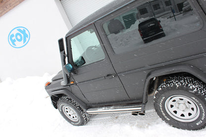 FOX Mercedes G-Klasse - 463 (mit Trittbrett) Endschalldämpfer Ausgang seitlich - 2x115x85 Typ 38 (2x nach links abgeschrägt)