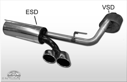 FOX Mercedes G-Klasse - 463 (mit Trittbrett) Endschalldämpfer Ausgang seitlich - 2x115x85 Typ 38 (2x nach links abgeschrägt)