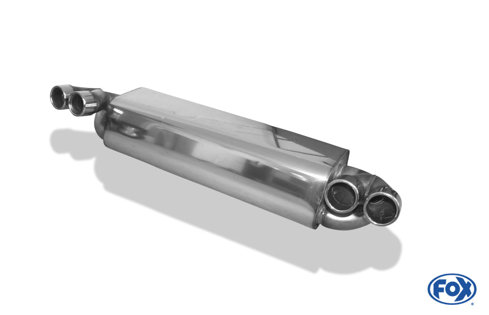 FOX Renault Clio II V6 Endschalldämpfer quer Ausgang rechts/links - 2x76 Typ 12 rechts/links - Wird mit polierten Abdeckblech für Heckschürze geliefert