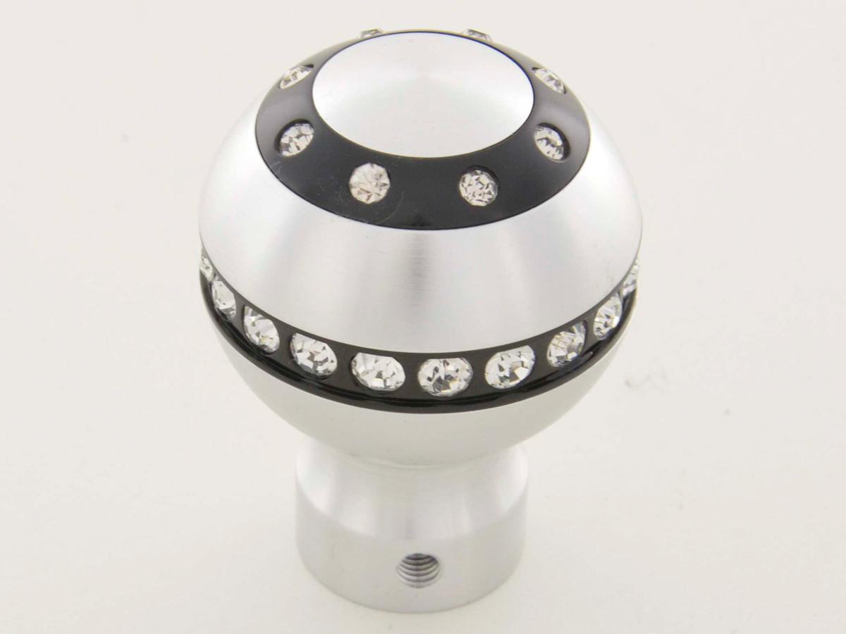 Schaltknauf Aluminium mit Kristallen, Oberfläche chrom