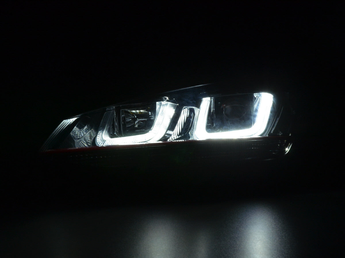 Scheinwerfer Set Daylight LED Tagfahrlicht VW Golf 7 Bj. ab 2012 schwarz/rot