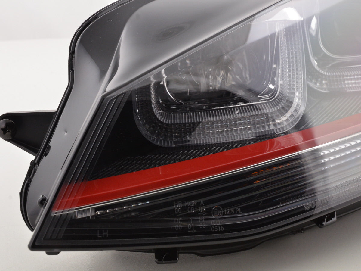 Scheinwerfer Set Daylight LED Tagfahrlicht VW Golf 7 Bj. ab 2012 schwarz/rot