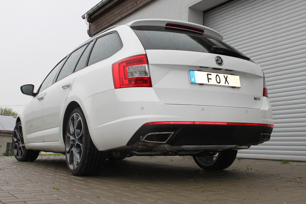 FOX Skoda Octavia 5E RS - TSI mit und ohne OPF Endschalldämpfer rechts/links -  Austritt der Endrohre in den originalen Endrohren