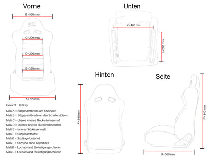 FK Sportsitze Auto Halbschalensitze Set Edition 1 Kunstleder schwarz