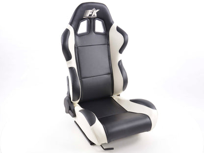 FK Sportsitze Auto Halbschalensitze Set Boston Kunstleder schwarz/weiß