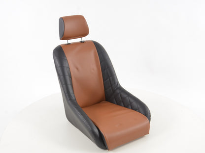 FK Oldtimersitze Auto Vollschalensitze Set im Retro-Look schwarz/hellbraun