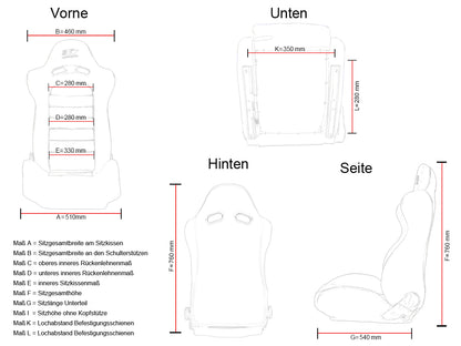FK Oldtimersitze Auto Vollschalensitze Set im Retro-Look schwarz/hellbraun