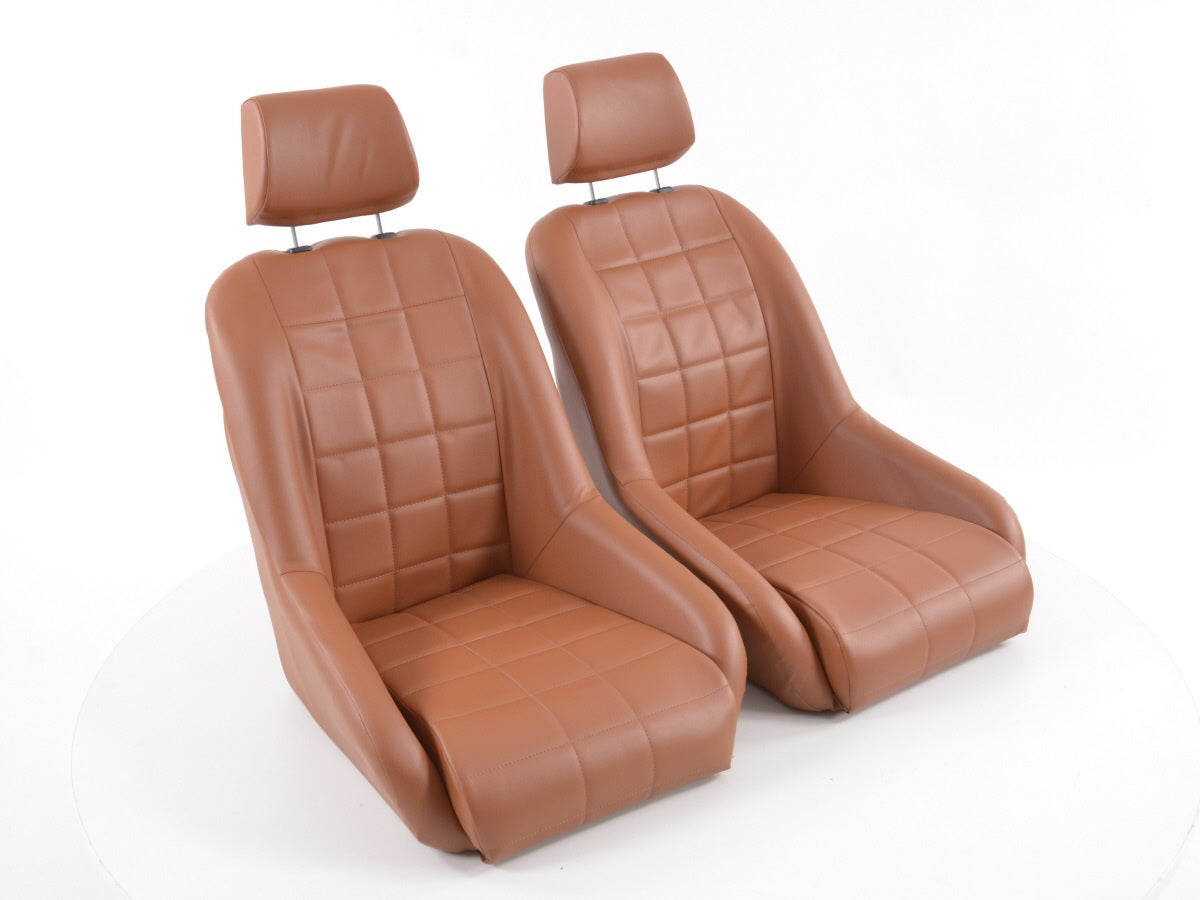 FK Oldtimersitze Auto Vollschalensitze Set im Retro-Look hellbraun
