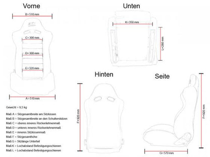 FK Sportsitze Auto Halbschalensitze Set Edition 3 Stoff gelb/schwarz