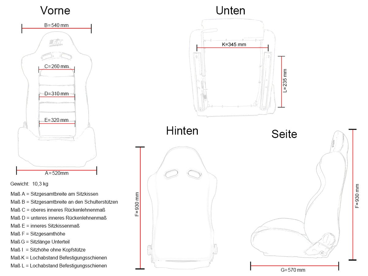 FK Sportsitze Auto Halbschalensitze Set Edition 3 Stoff gelb/schwarz