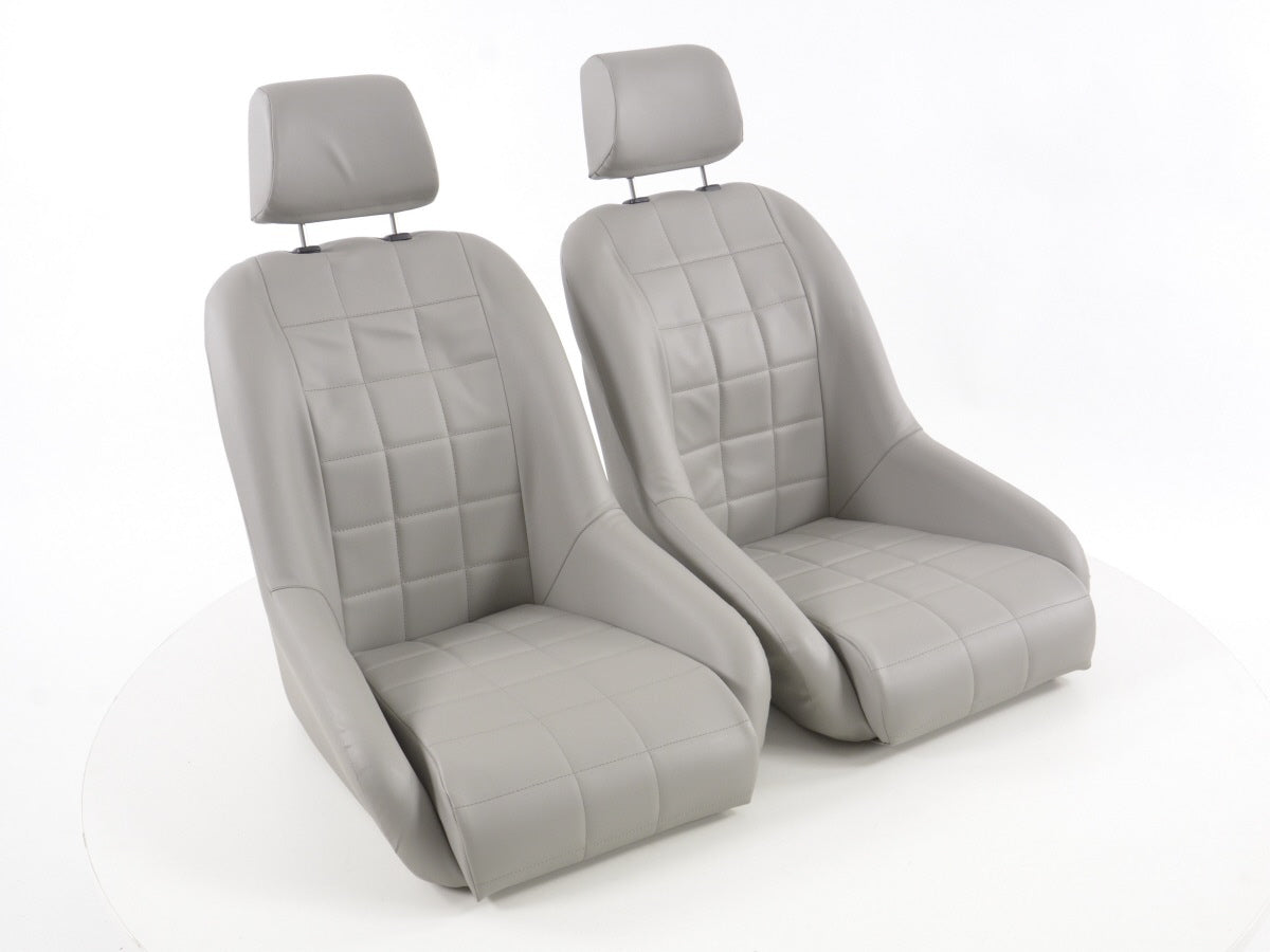 FK Oldtimersitze Auto Vollschalensitze Set im Retro-Look grau