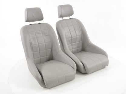 FK Oldtimersitze Auto Vollschalensitze Set im Retro-Look grau