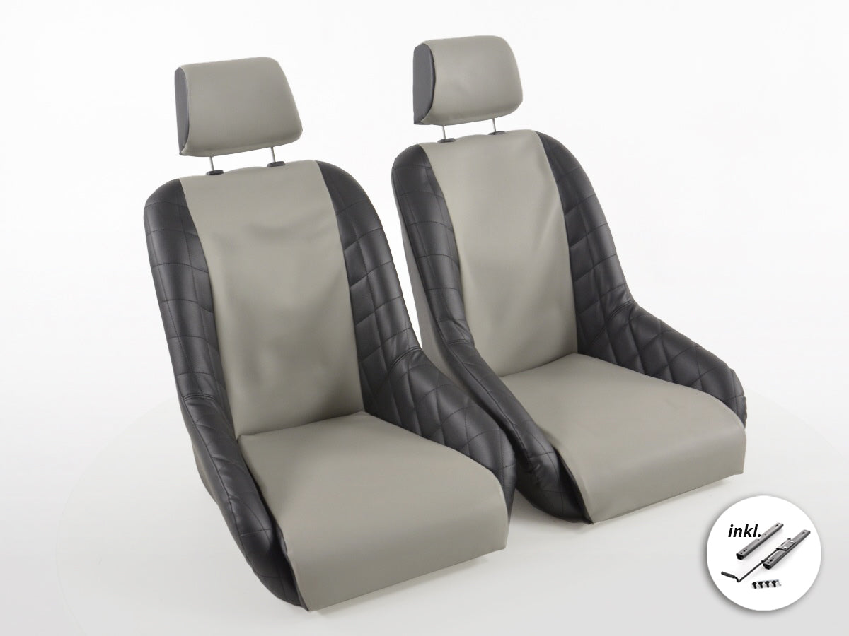 FK Oldtimersitze Auto Vollschalensitze Set im Retro-Look schwarz