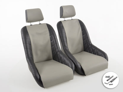 FK Oldtimersitze Auto Vollschalensitze Set im Retro-Look schwarz