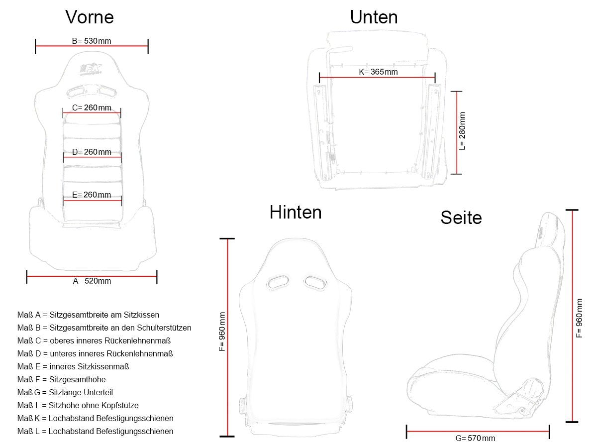 FK Sportsitze Auto Halbschalensitze Set Bremen Kunstleder schwarz Carbon-Look