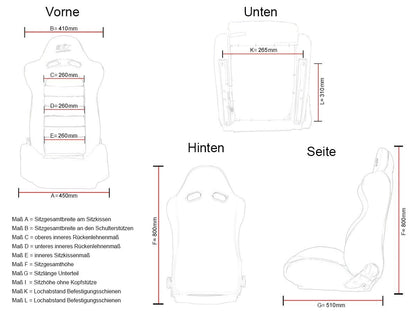 FK Oldtimersitze Auto Vollschalensitze Set Classic 1 Kunstleder schwarz mit Kopfstütze