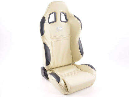 FK Sportsitze Auto Halbschalensitze Set New York beige/schwarz in Motorsport-Optik