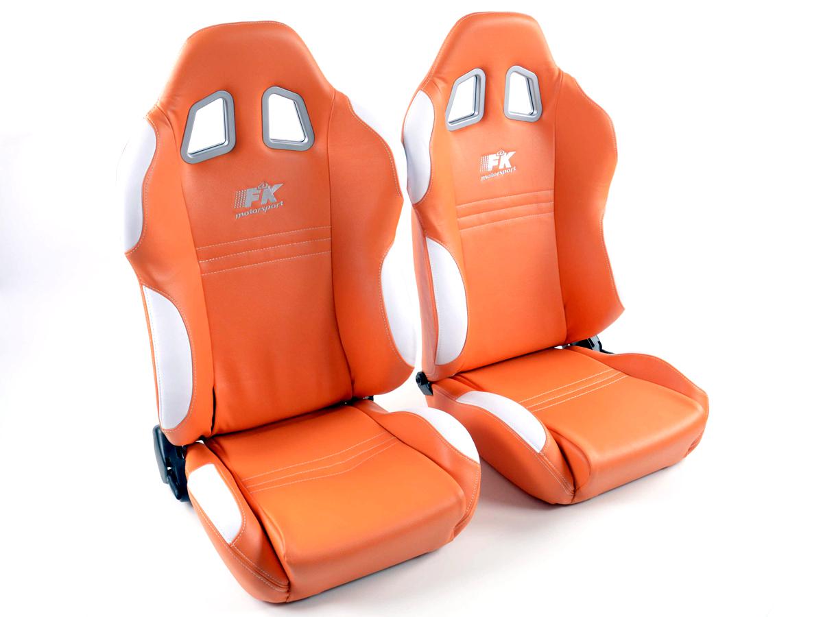 FK Sportsitze Auto Halbschalensitze Set New York orange/weiß in Motorsport-Optik