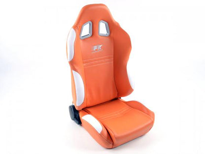 FK Sportsitze Auto Halbschalensitze Set New York orange/weiß in Motorsport-Optik