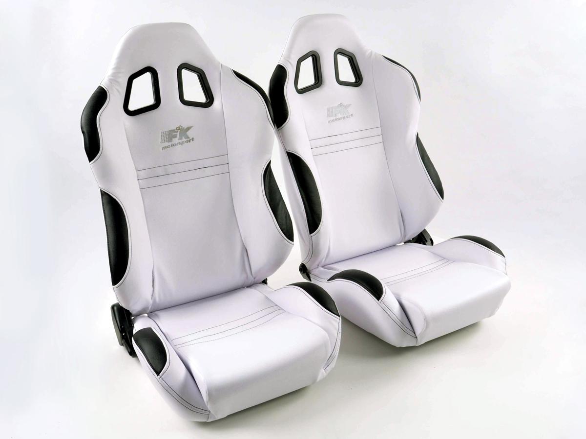 FK Sportsitze Auto Halbschalensitze Set New York weiß/schwarz in Motorsport-Optik