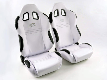 FK Sportsitze Auto Halbschalensitze Set New York weiß/schwarz in Motorsport-Optik