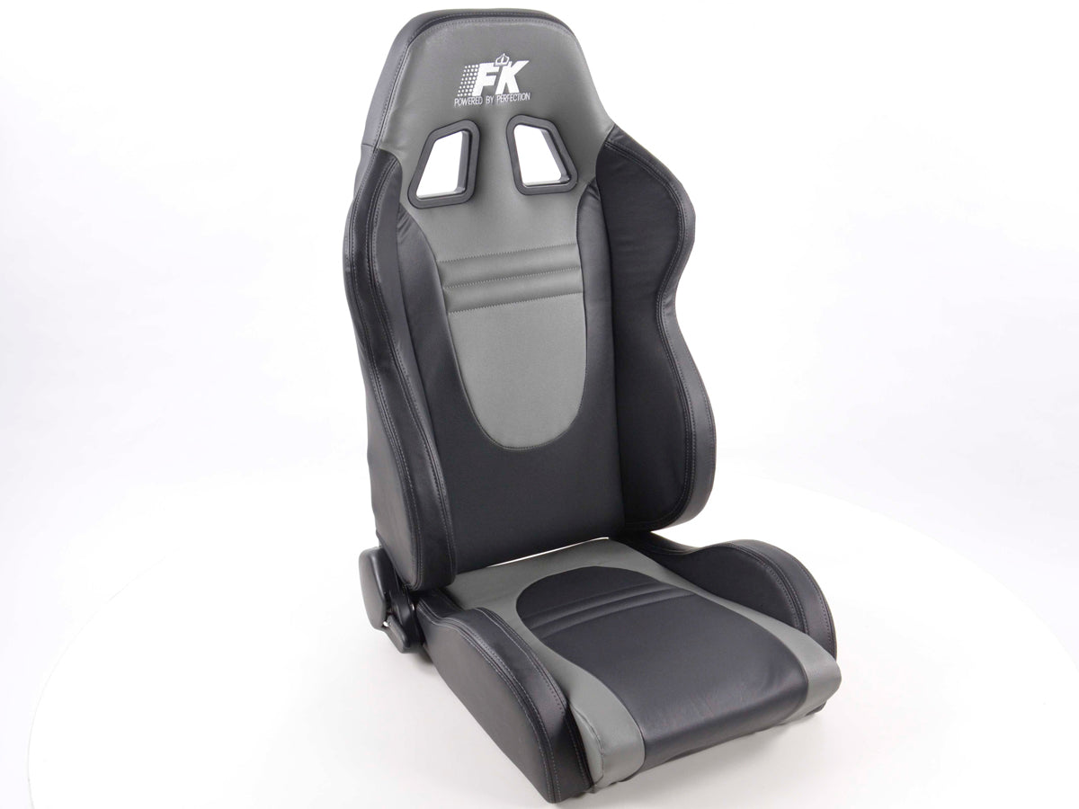 FK Sportsitze Auto Halbschalensitze Set Racecar Kunstleder schwarz/grau