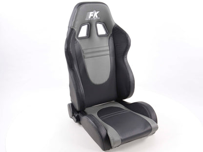 FK Sportsitze Auto Halbschalensitze Set Racecar Kunstleder schwarz/grau