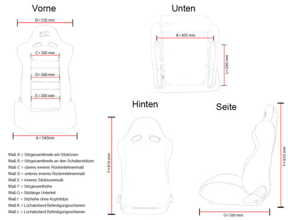 FK Sportsitze Auto Halbschalensitze Set SCE-Sportive 2 Kunstleder schwarz